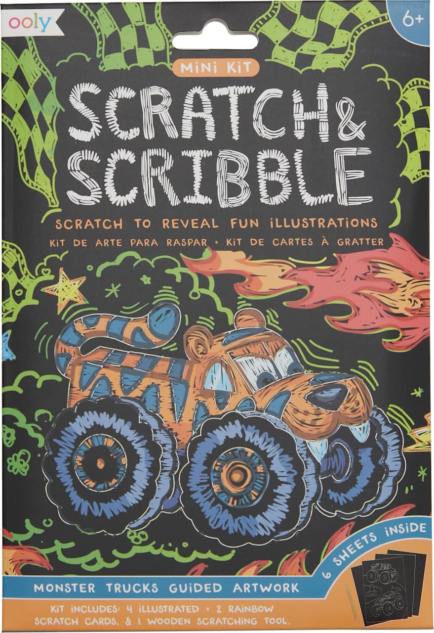OOLY Mini Scratch &#x26; Scribble Monster Truck Art Kit